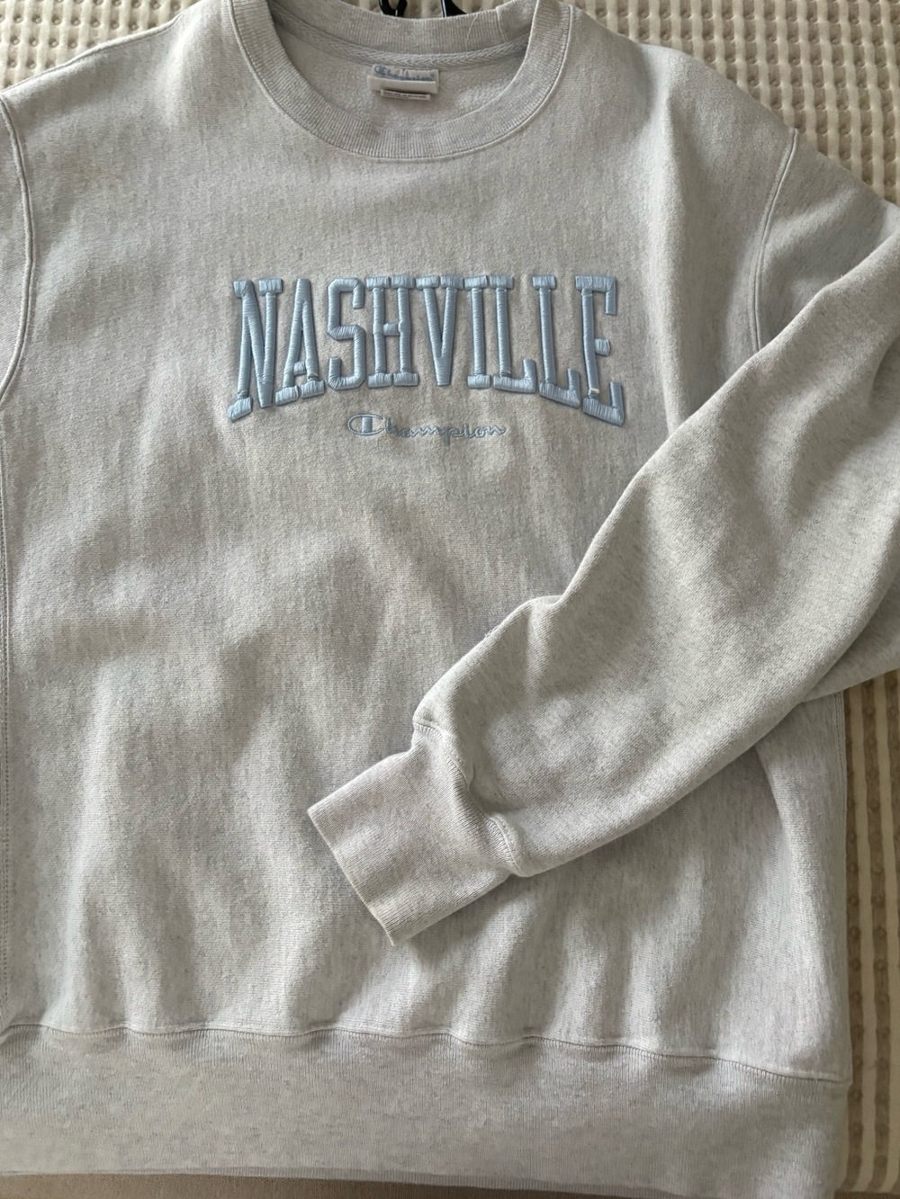 Champion Crewneck Sweatshirt with Light Blue Nashville Embroidery
